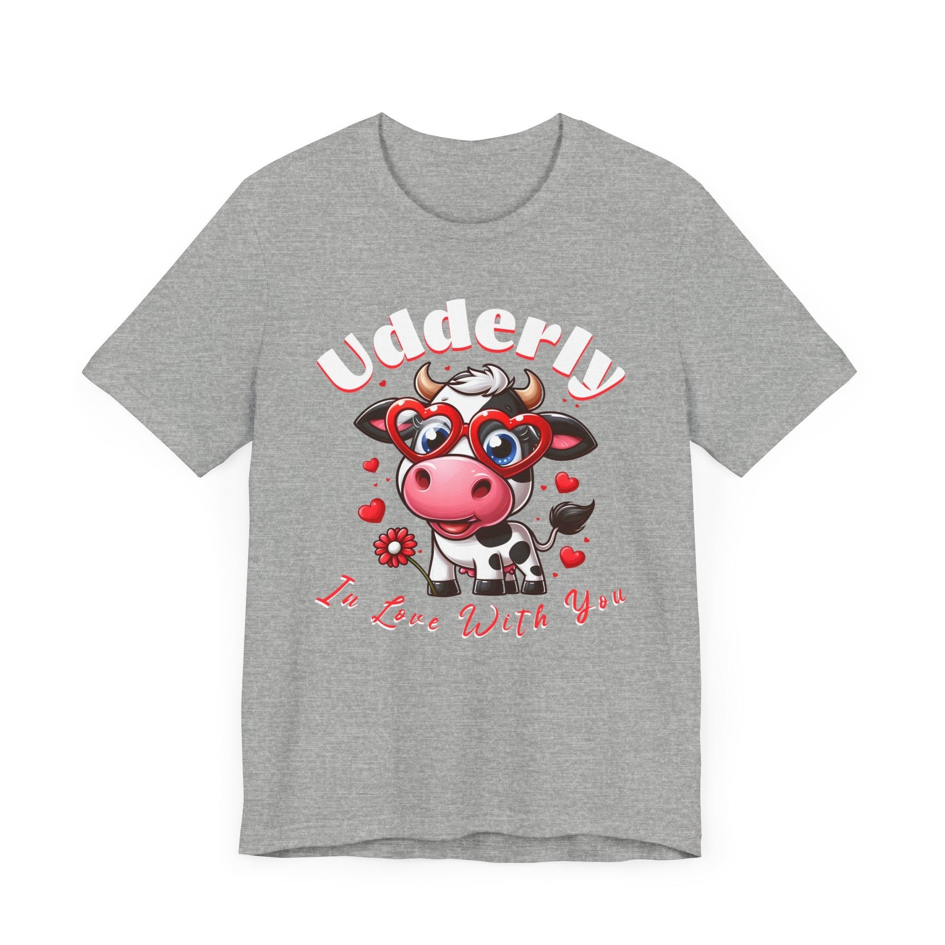 Udderly in love with you, cow shirt, cow valentine shirt, in love shirt, gift for her, gift for him, unisex tee, valentine shirt, funny shir - VICIOUSLY CRUNK MERCH