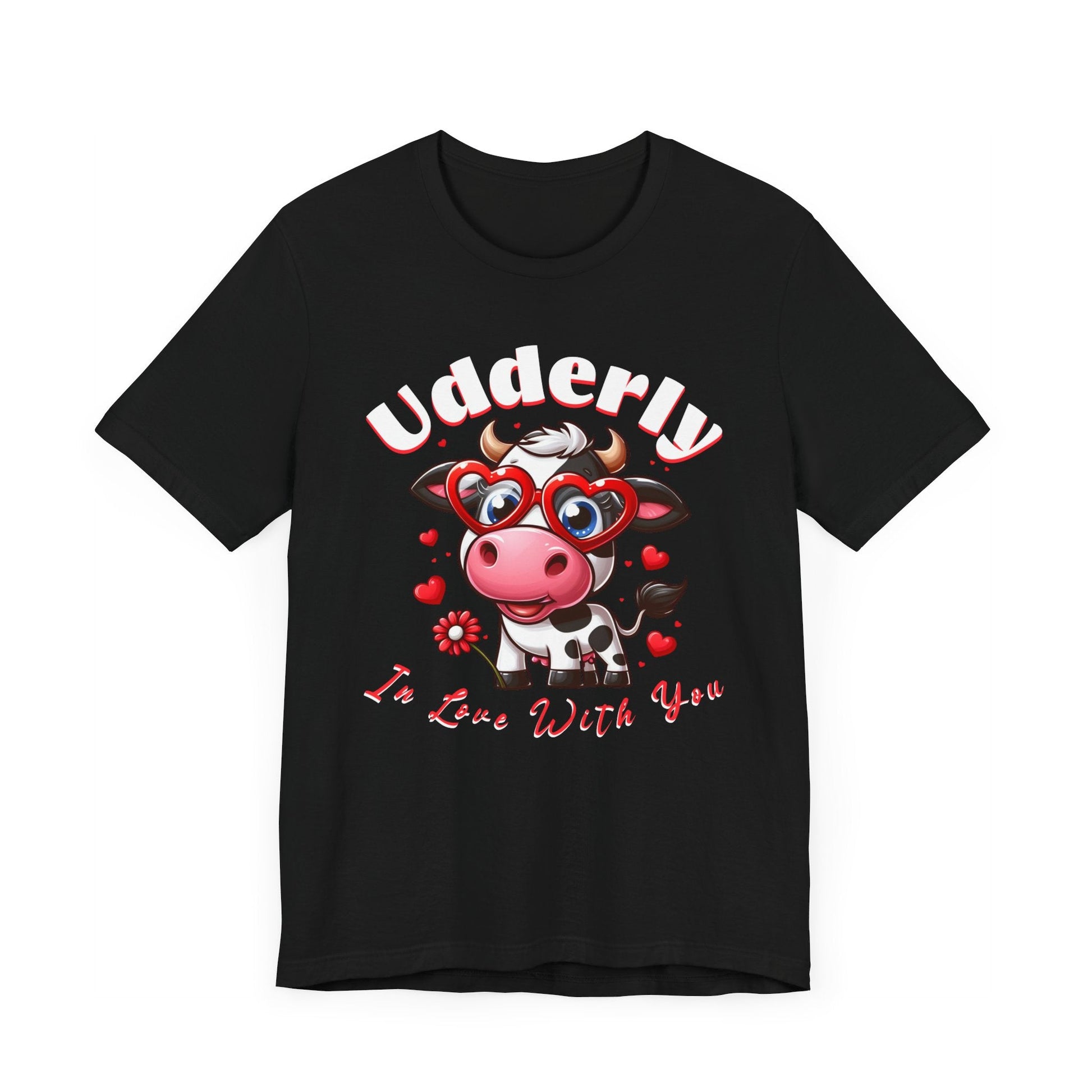 Udderly in love with you, cow shirt, cow valentine shirt, in love shirt, gift for her, gift for him, unisex tee, valentine shirt, funny shir - VICIOUSLY CRUNK MERCH
