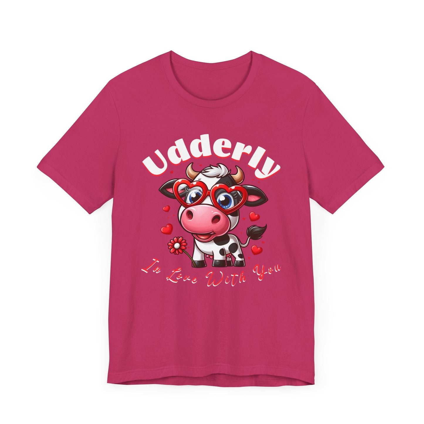 Udderly in love with you, cow shirt, cow valentine shirt, in love shirt, gift for her, gift for him, unisex tee, valentine shirt, funny shir - VICIOUSLY CRUNK MERCH