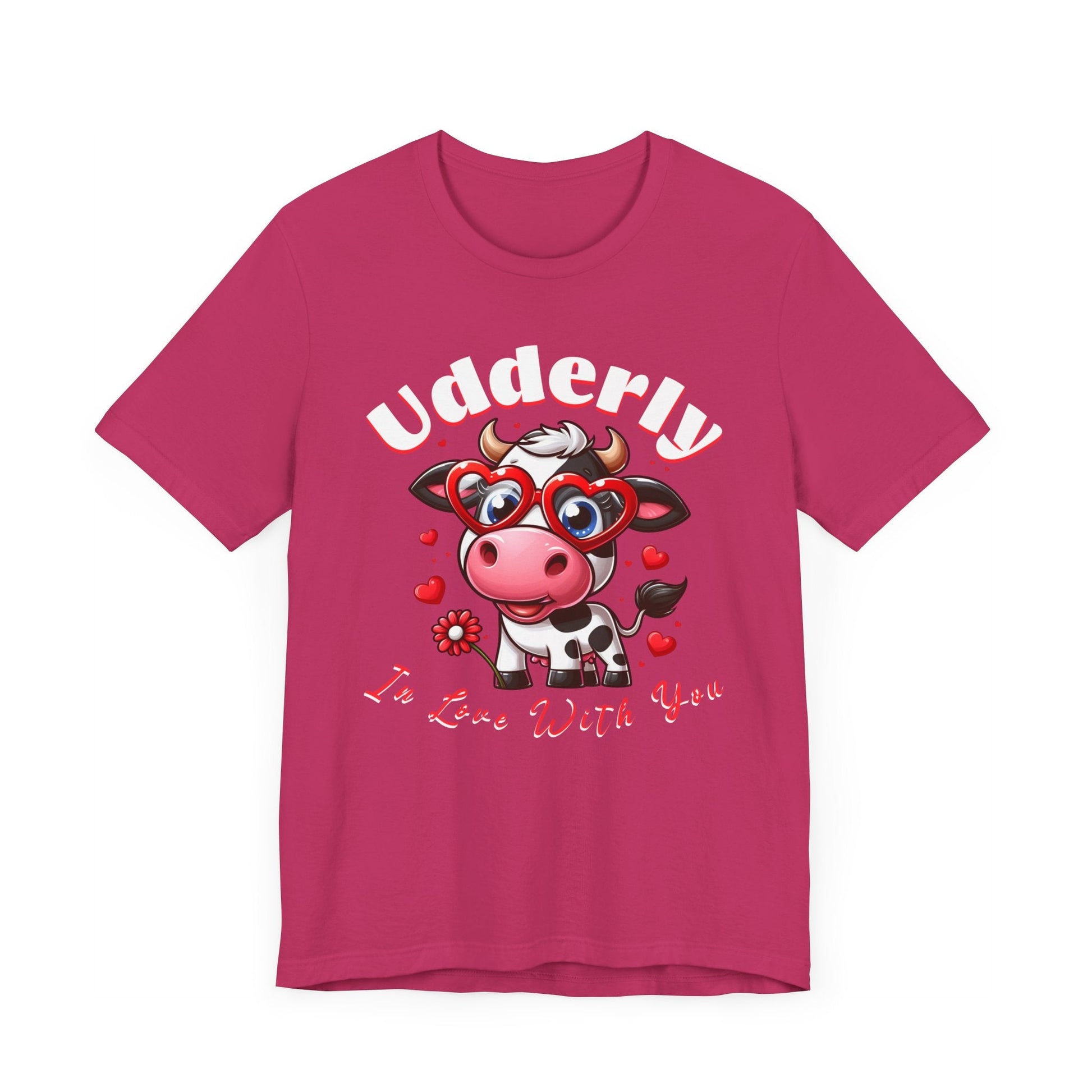 Udderly in love with you, cow shirt, cow valentine shirt, in love shirt, gift for her, gift for him, unisex tee, valentine shirt, funny shir - VICIOUSLY CRUNK MERCH