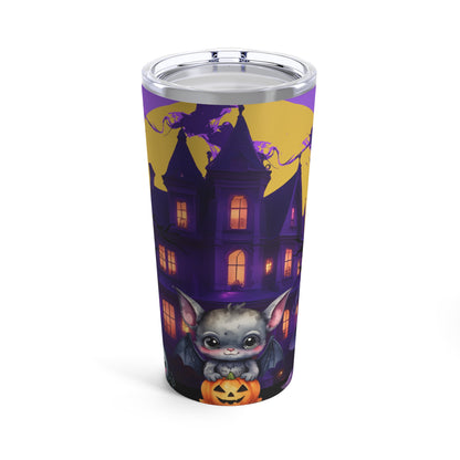 Cute Chibi bat witch kitten HalloweenTumbler 20oz