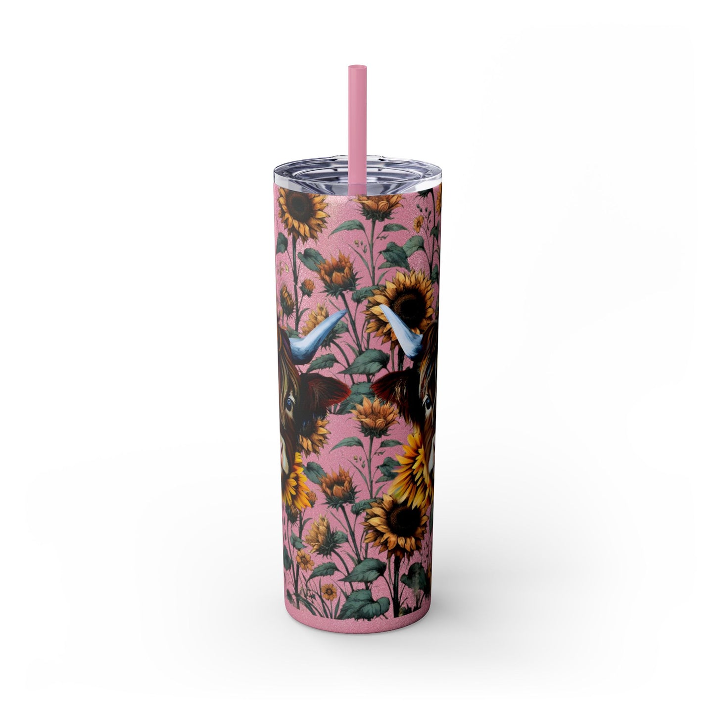 Tumbler Cup - Highland Cow and Sunflowers Design