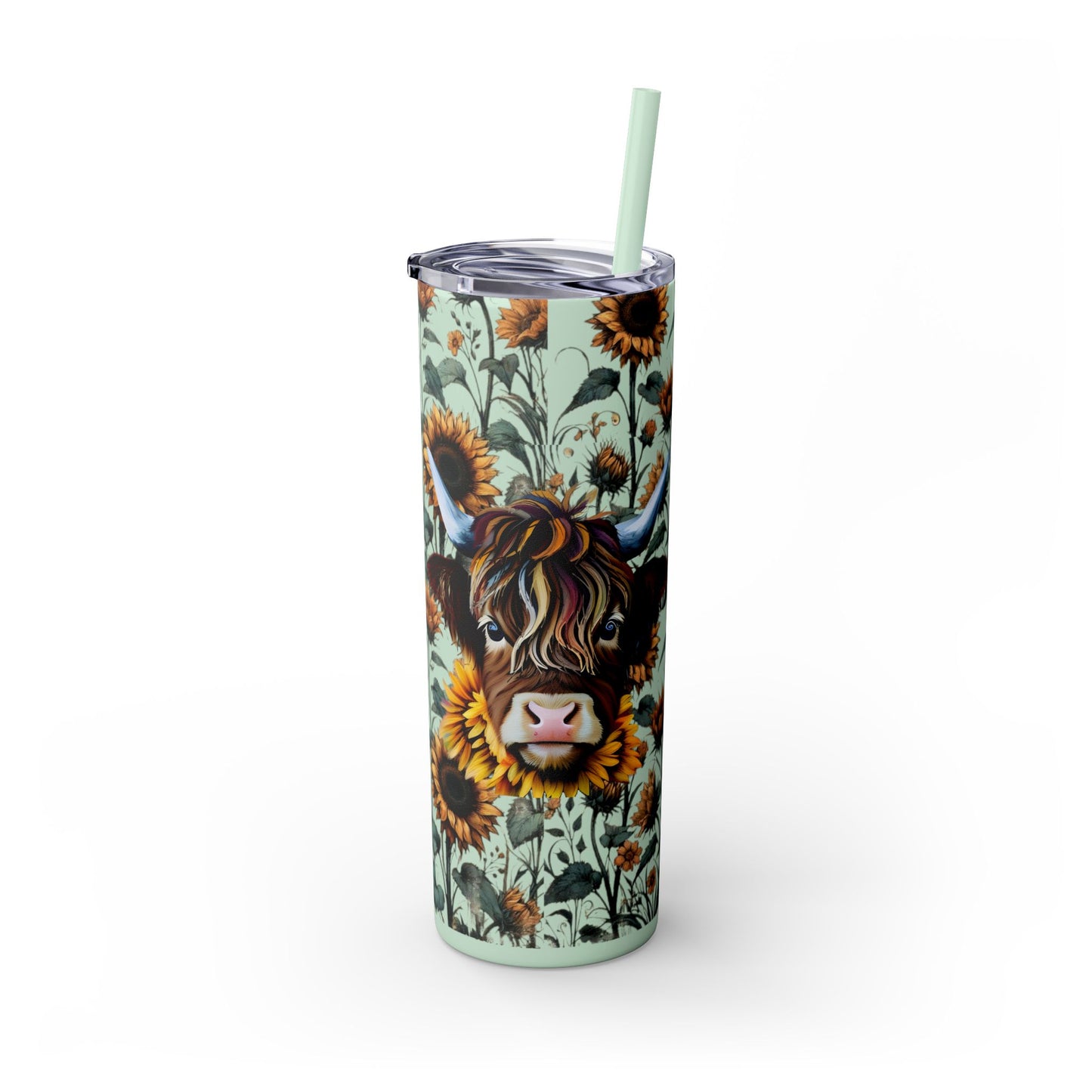 Tumbler Cup - Highland Cow and Sunflowers Design