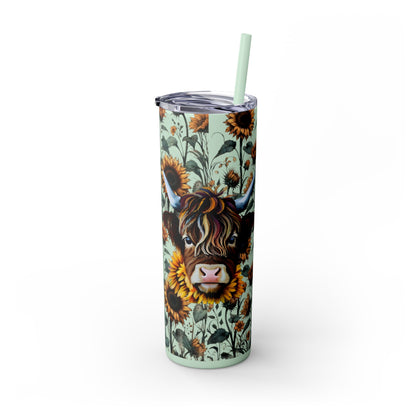 Tumbler Cup - Highland Cow and Sunflowers Design