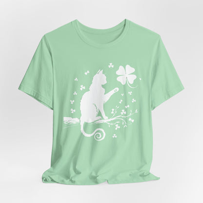 Cat  St. Patrick's Day Tee, cat St. patty's day, Lucky Cat Shirt, Shamrock Swatting, cat shirt, shamrock cat shirt, lucky cat shirt,