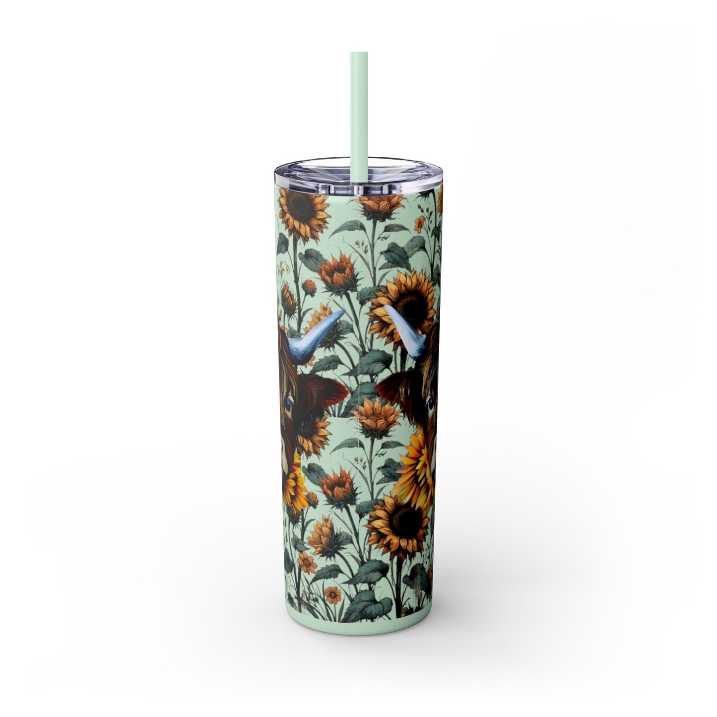 Tumbler Cup - Highland Cow and Sunflowers Design