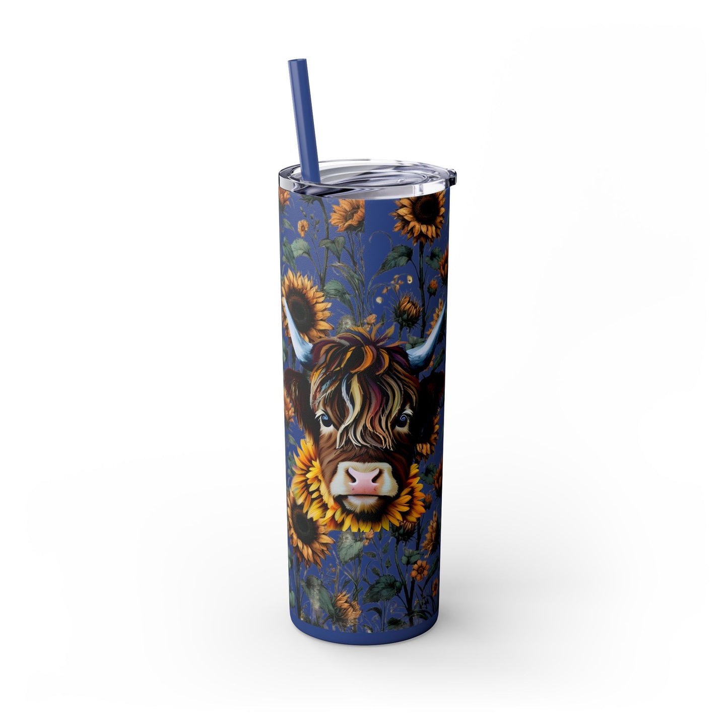Tumbler Cup - Highland Cow and Sunflowers Design