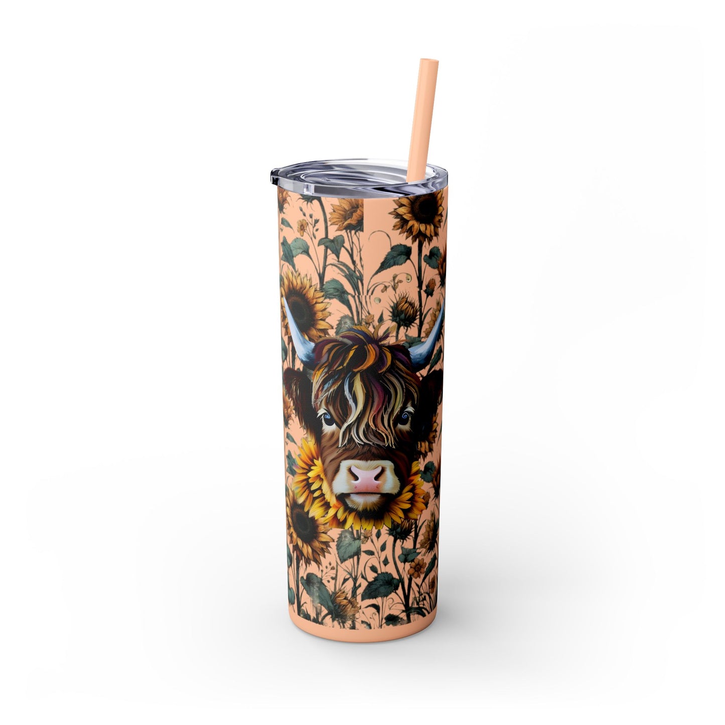 Tumbler Cup - Highland Cow and Sunflowers Design