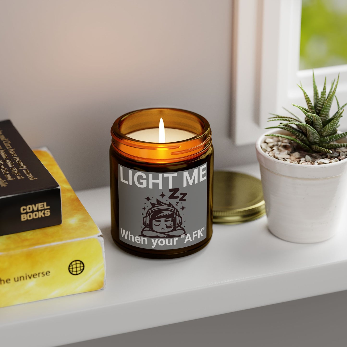 Light me when your afk- Scented Candle, 4oz-9oz- Apricot wax