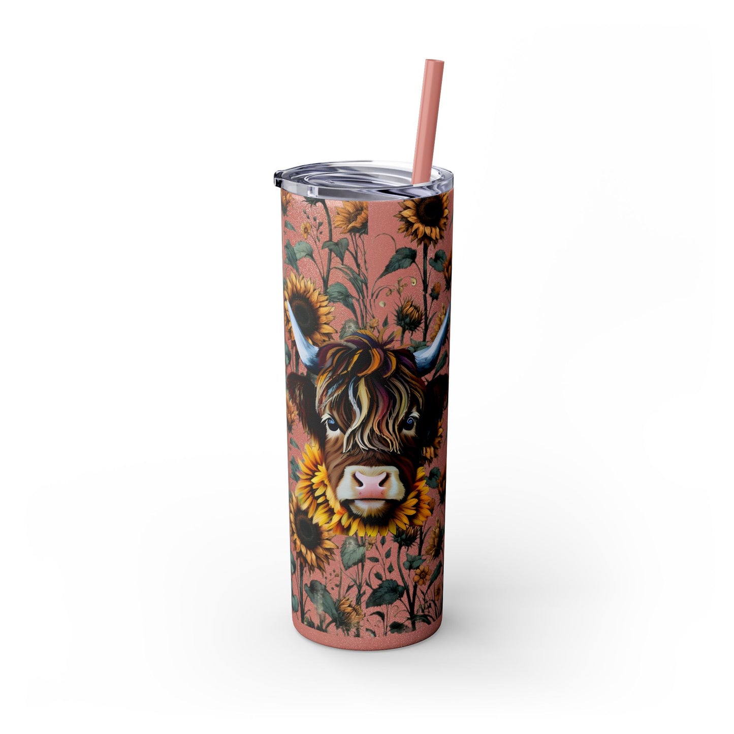Tumbler Cup - Highland Cow and Sunflowers Design