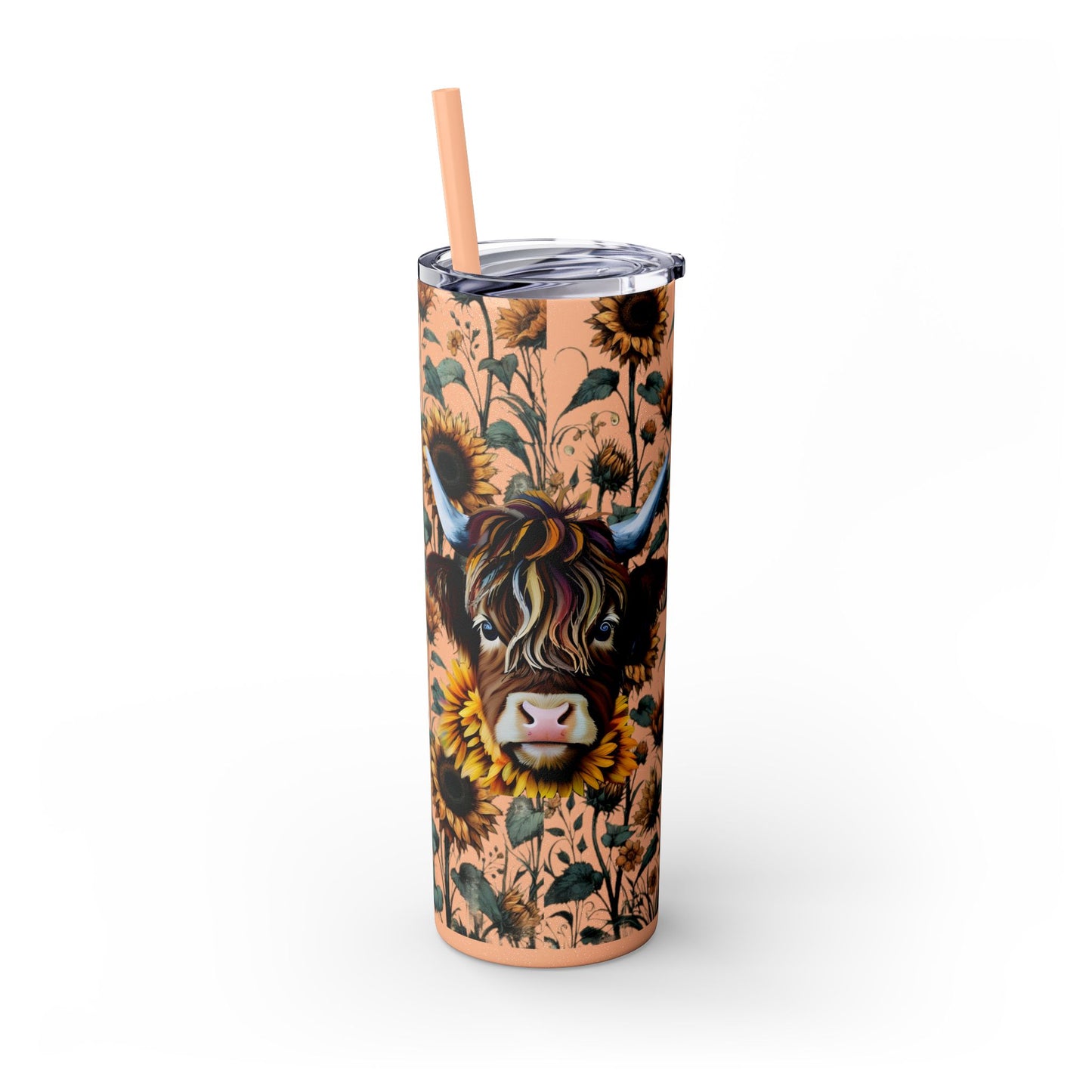 Tumbler Cup - Highland Cow and Sunflowers Design