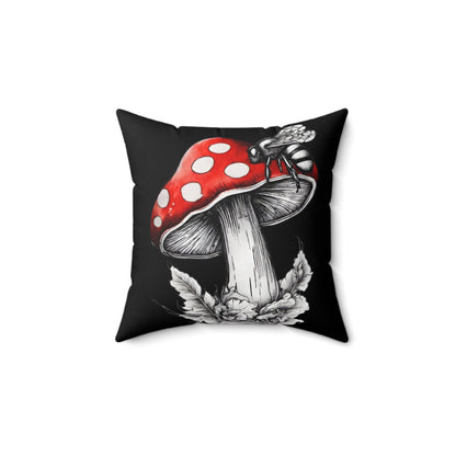 Bee and Mushroom Polyester Square Pillow