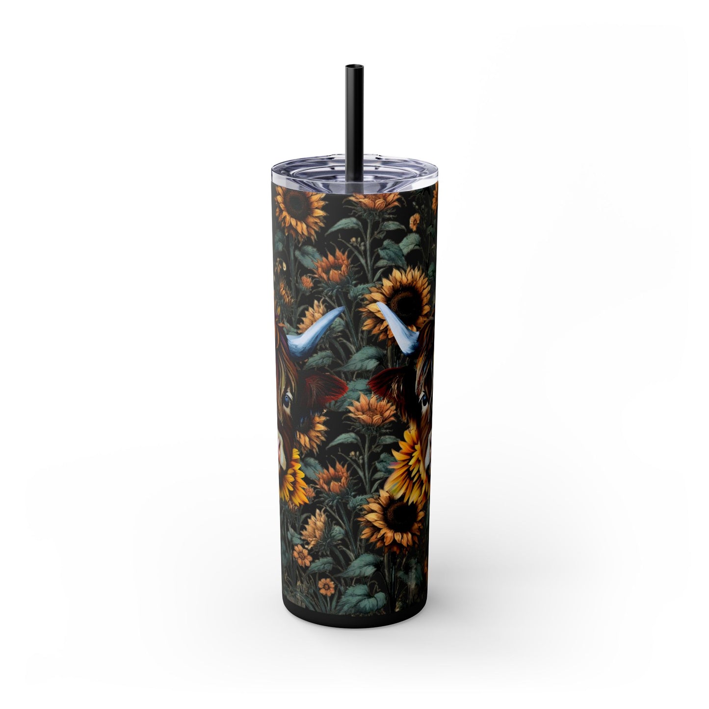 Tumbler Cup - Highland Cow and Sunflowers Design