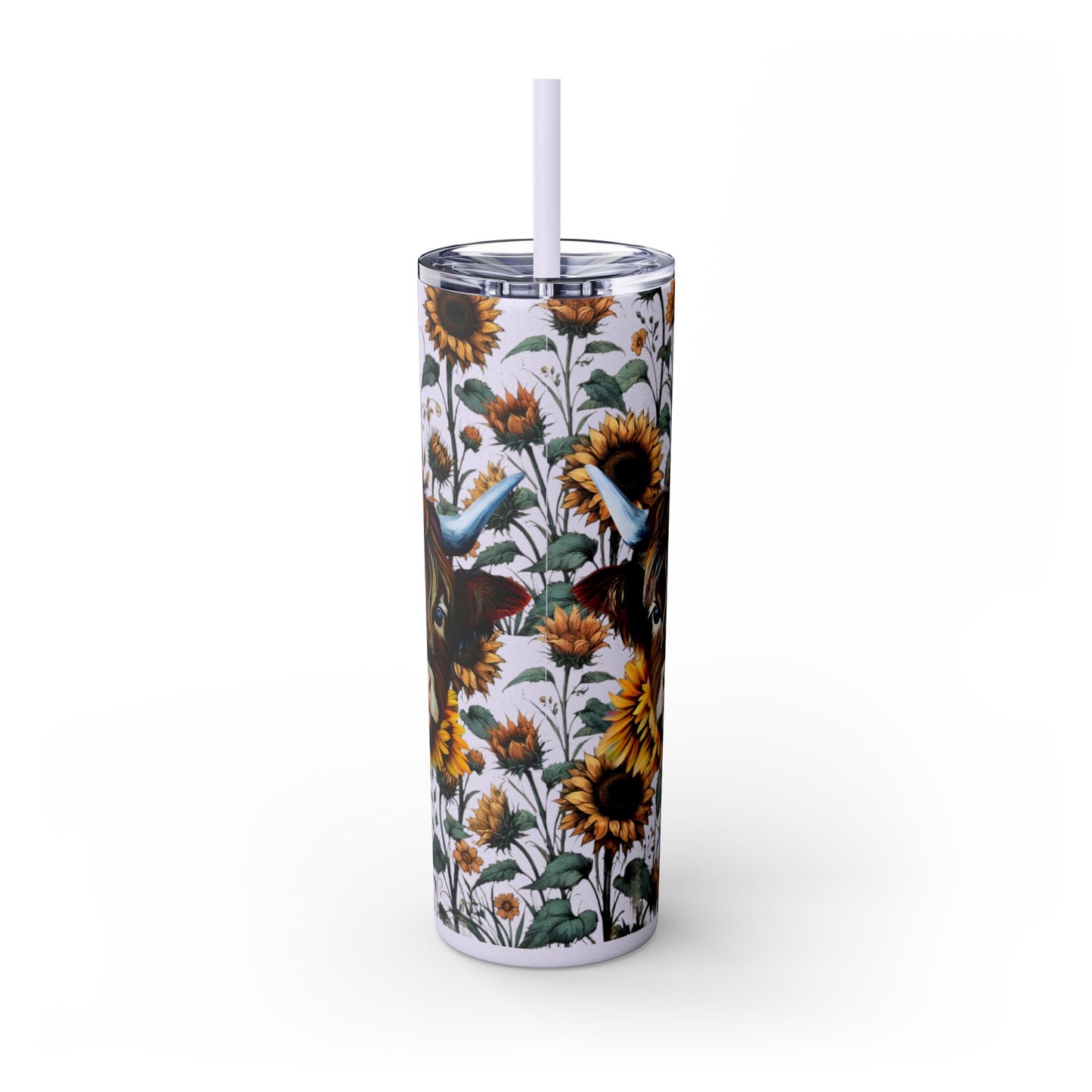 Tumbler Cup - Highland Cow and Sunflowers Design