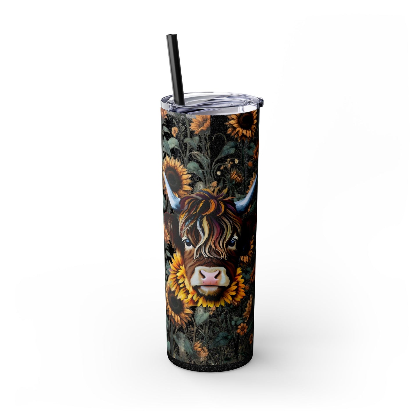 Tumbler Cup - Highland Cow and Sunflowers Design