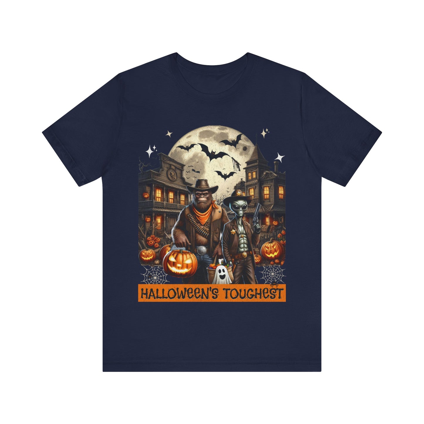 Halloween Tee with Bigfoot and Alien – 'Halloween's Toughest'