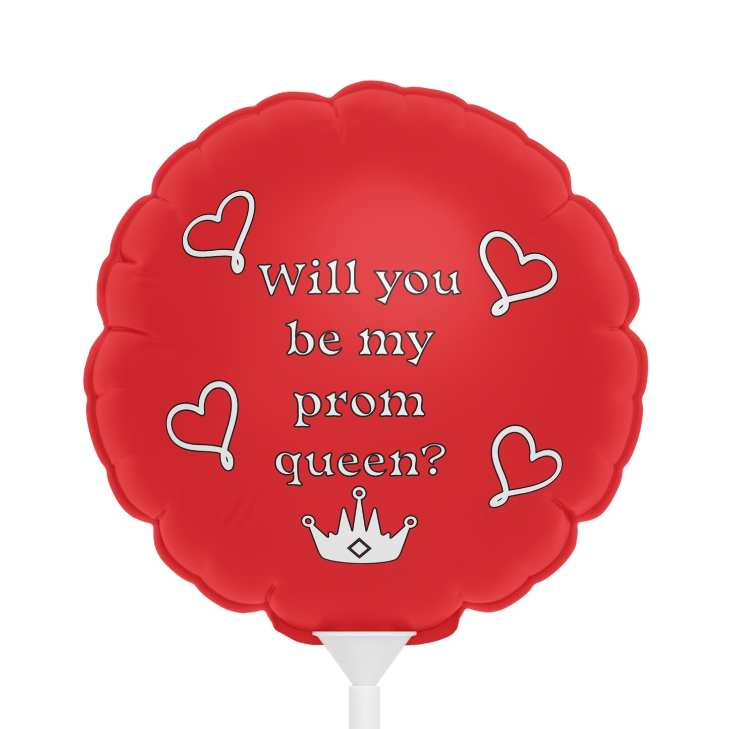 Will you be my prom queen? Red Balloon (Round and Heart-shaped), 6"