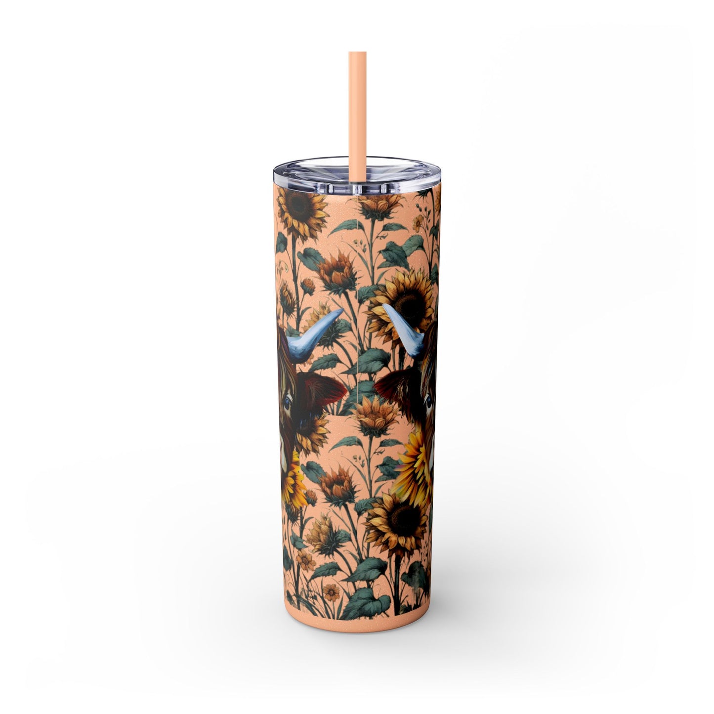 Tumbler Cup - Highland Cow and Sunflowers Design