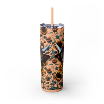 Tumbler Cup - Highland Cow and Sunflowers Design