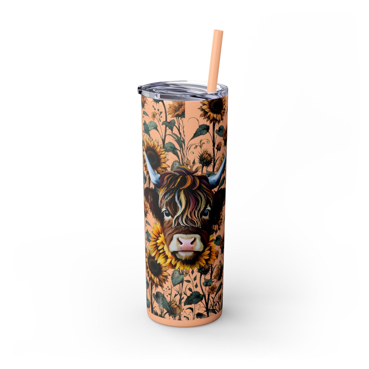 Tumbler Cup - Highland Cow and Sunflowers Design