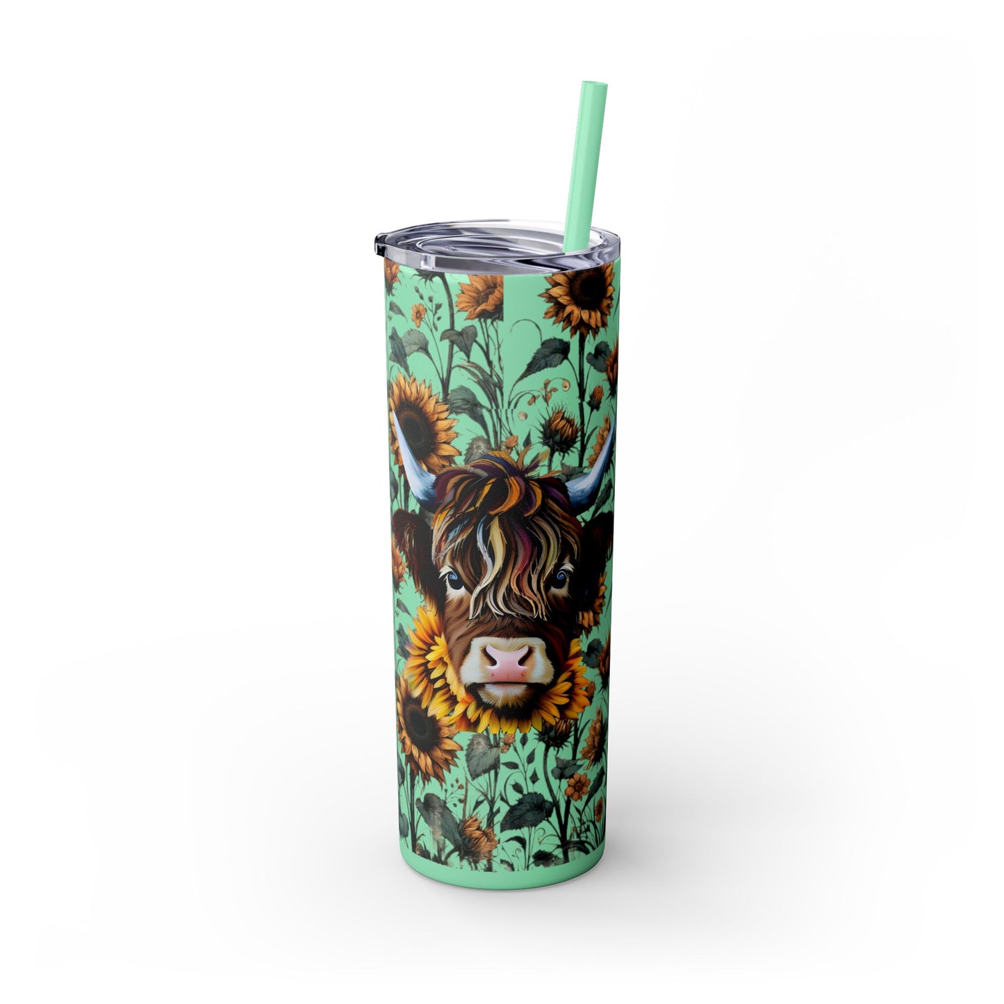 Tumbler Cup - Highland Cow and Sunflowers Design