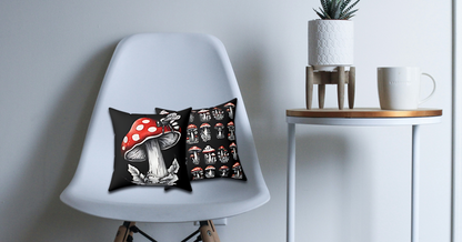 Bee and Mushroom Polyester Square Pillow