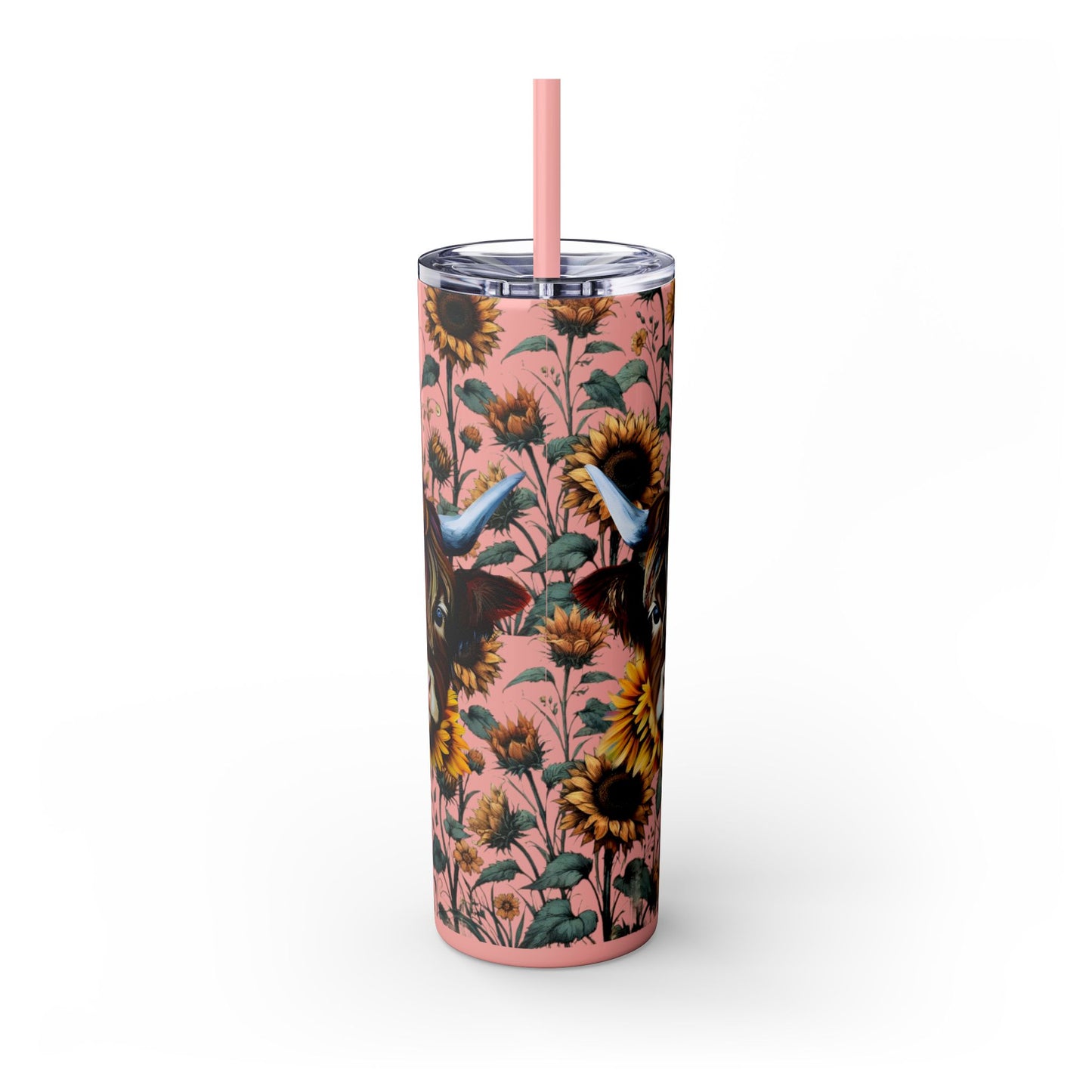 Tumbler Cup - Highland Cow and Sunflowers Design