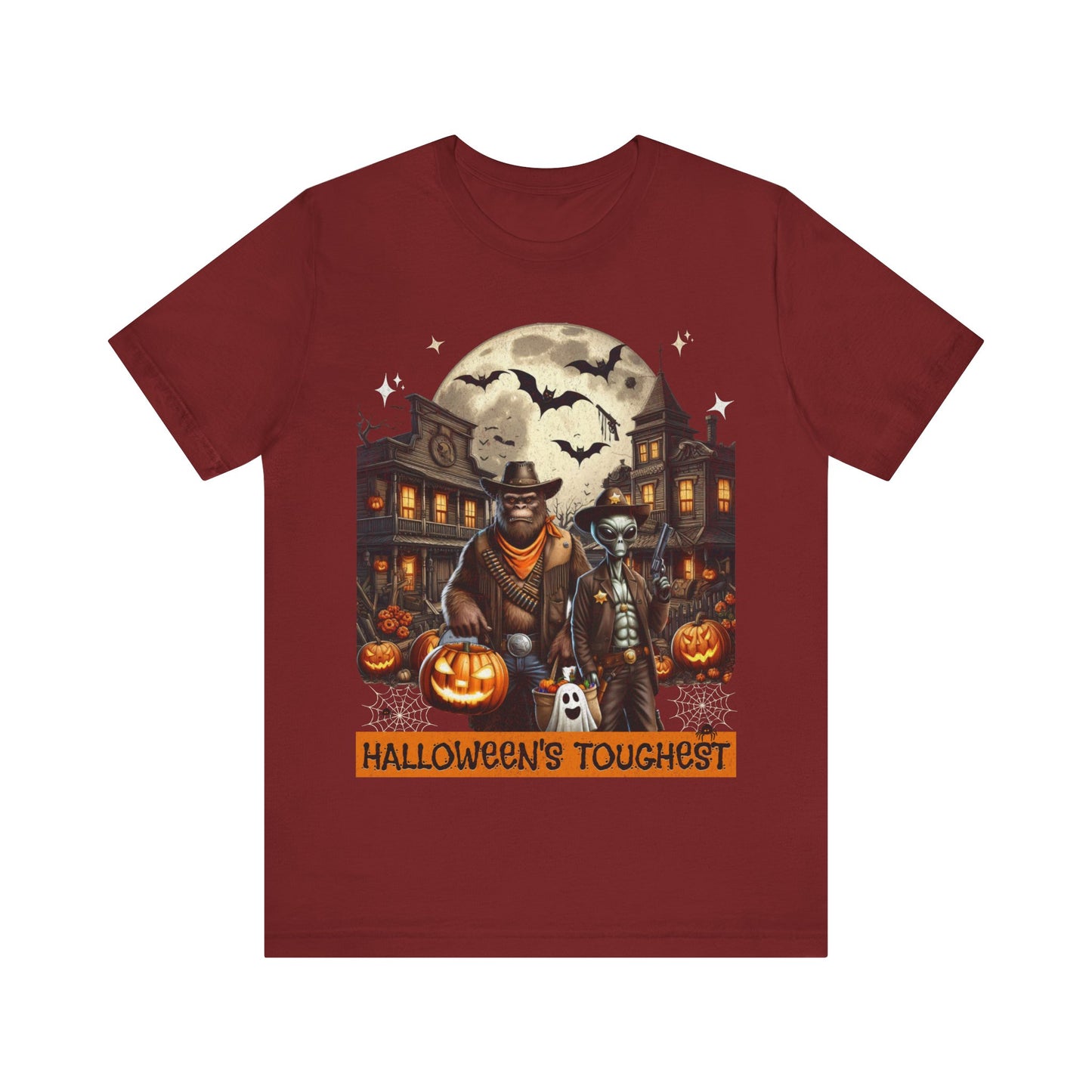 Halloween Tee with Bigfoot and Alien – 'Halloween's Toughest'