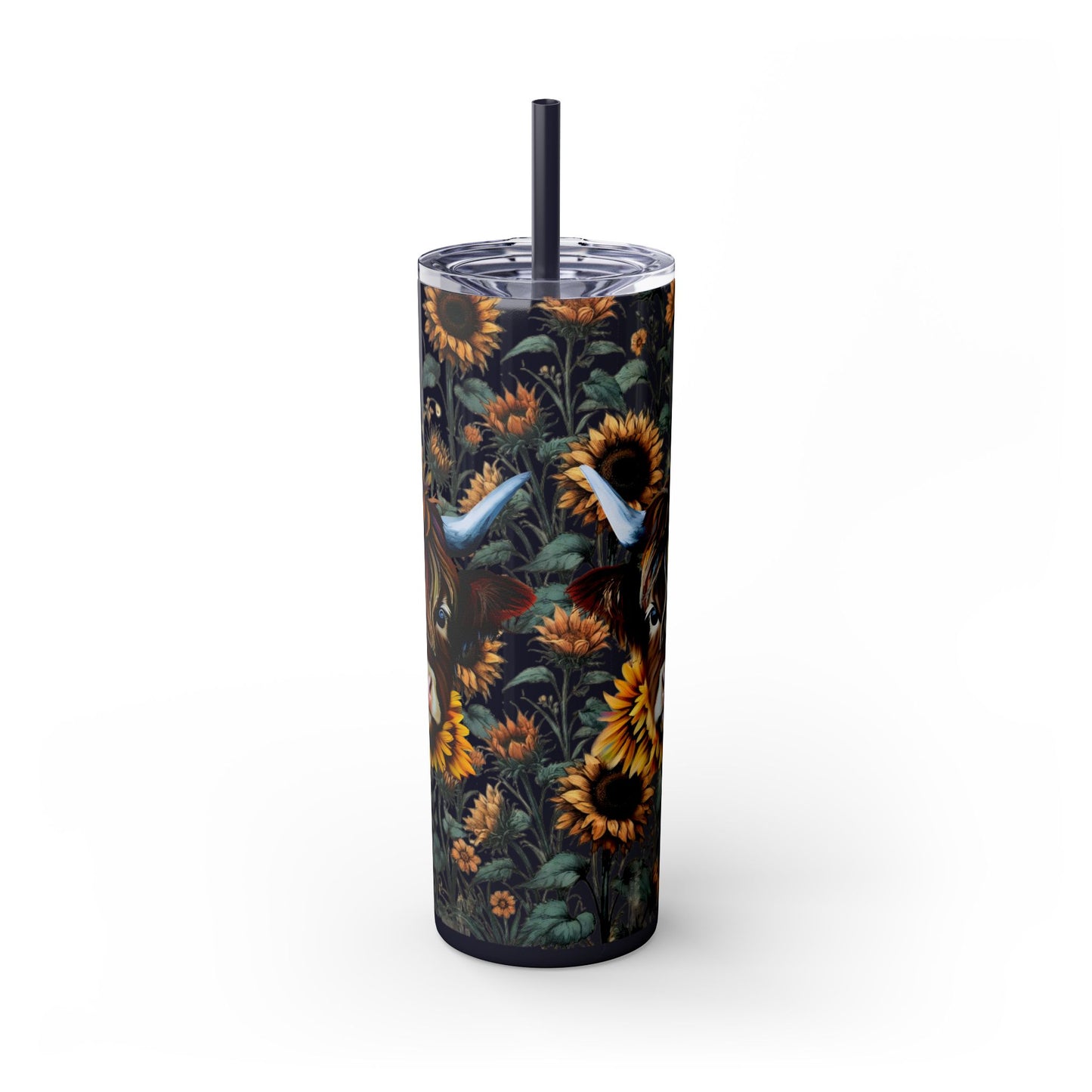 Tumbler Cup - Highland Cow and Sunflowers Design