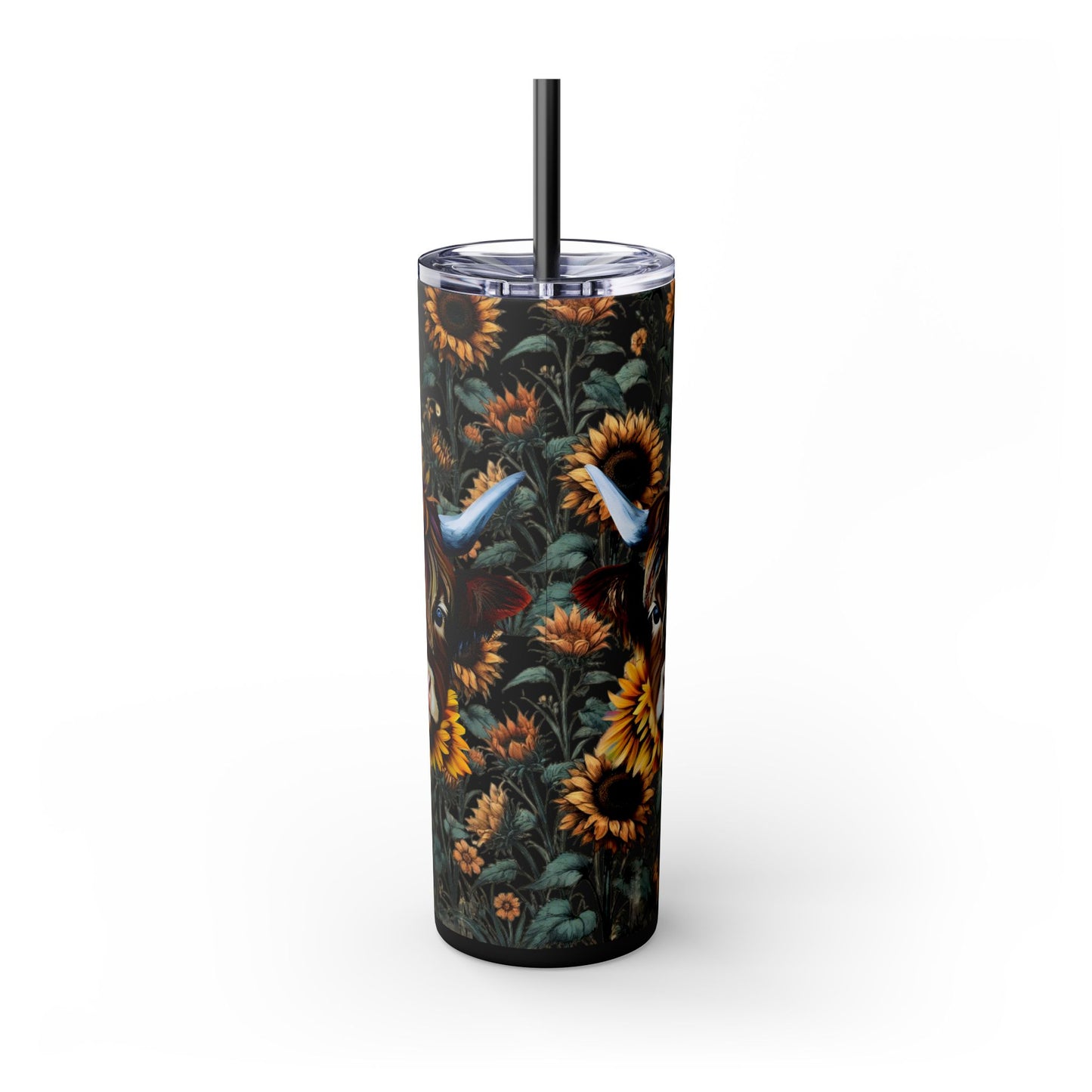 Tumbler Cup - Highland Cow and Sunflowers Design
