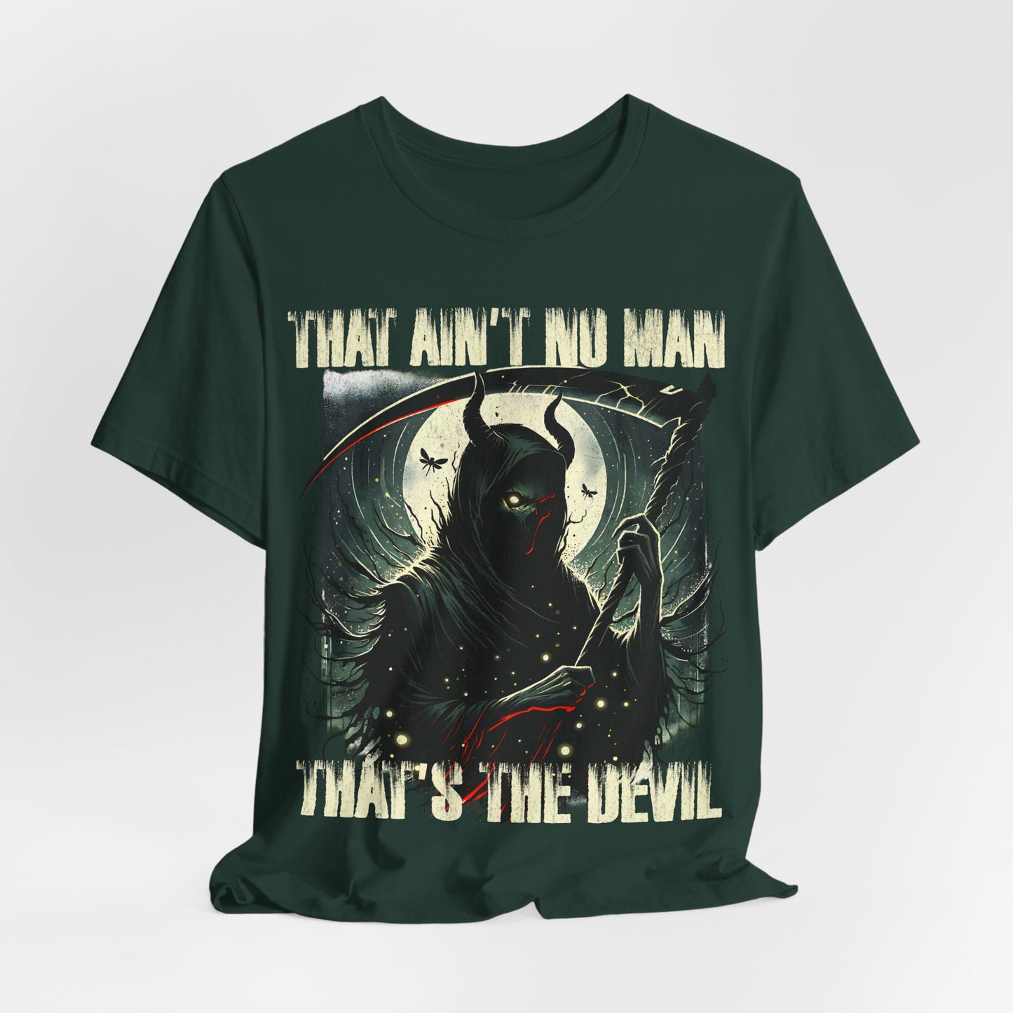 That ain't no man that's the devil, Music Album Art Tee, Scythe Devil Tee, Graphic Print Tee, Alternative Tee