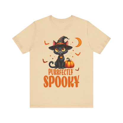 Cute halloween tee, Purrfectly spooky- Short Sleeve Tee