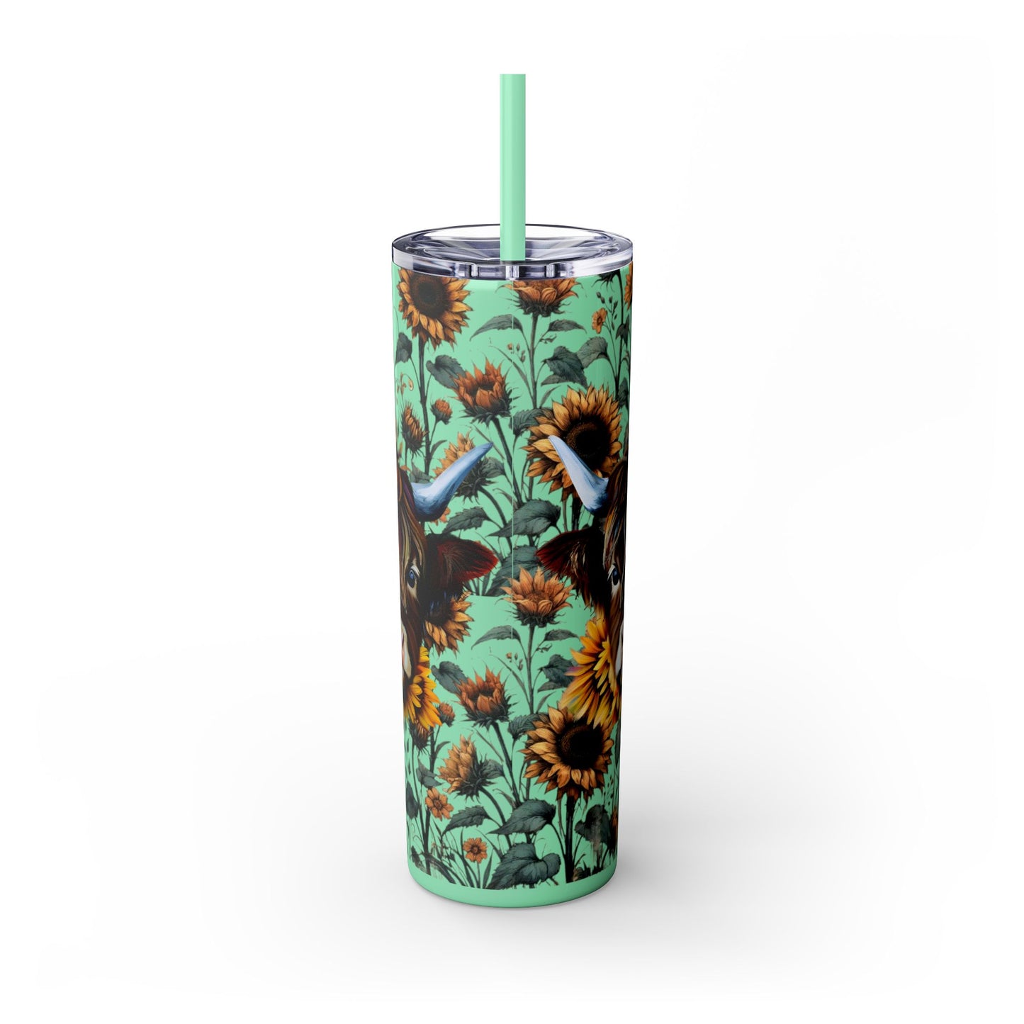 Tumbler Cup - Highland Cow and Sunflowers Design
