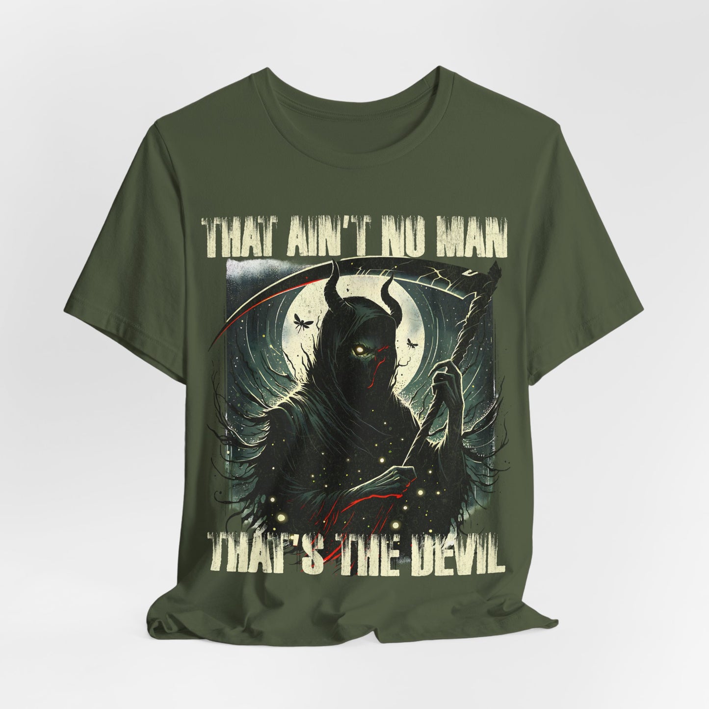That ain't no man that's the devil, Music Album Art Tee, Scythe Devil Tee, Graphic Print Tee, Alternative Tee