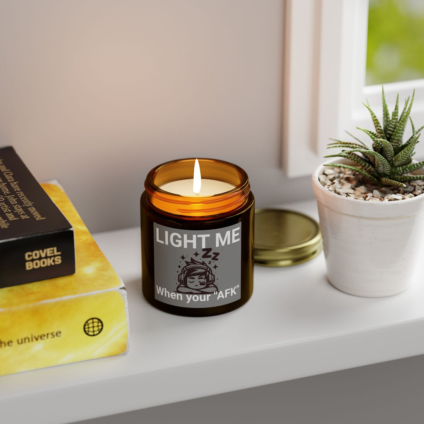 Light me when your afk- Scented Candle, 4oz-9oz- Apricot wax