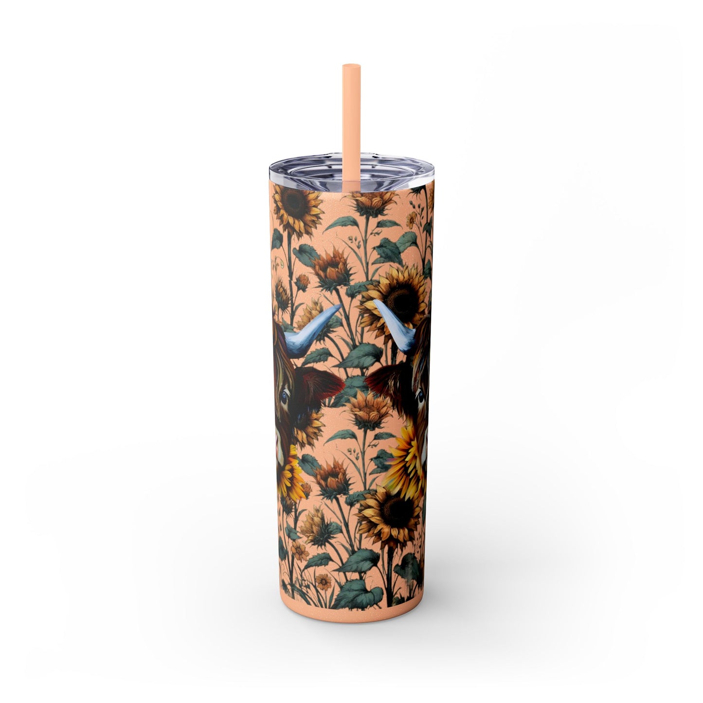 Tumbler Cup - Highland Cow and Sunflowers Design