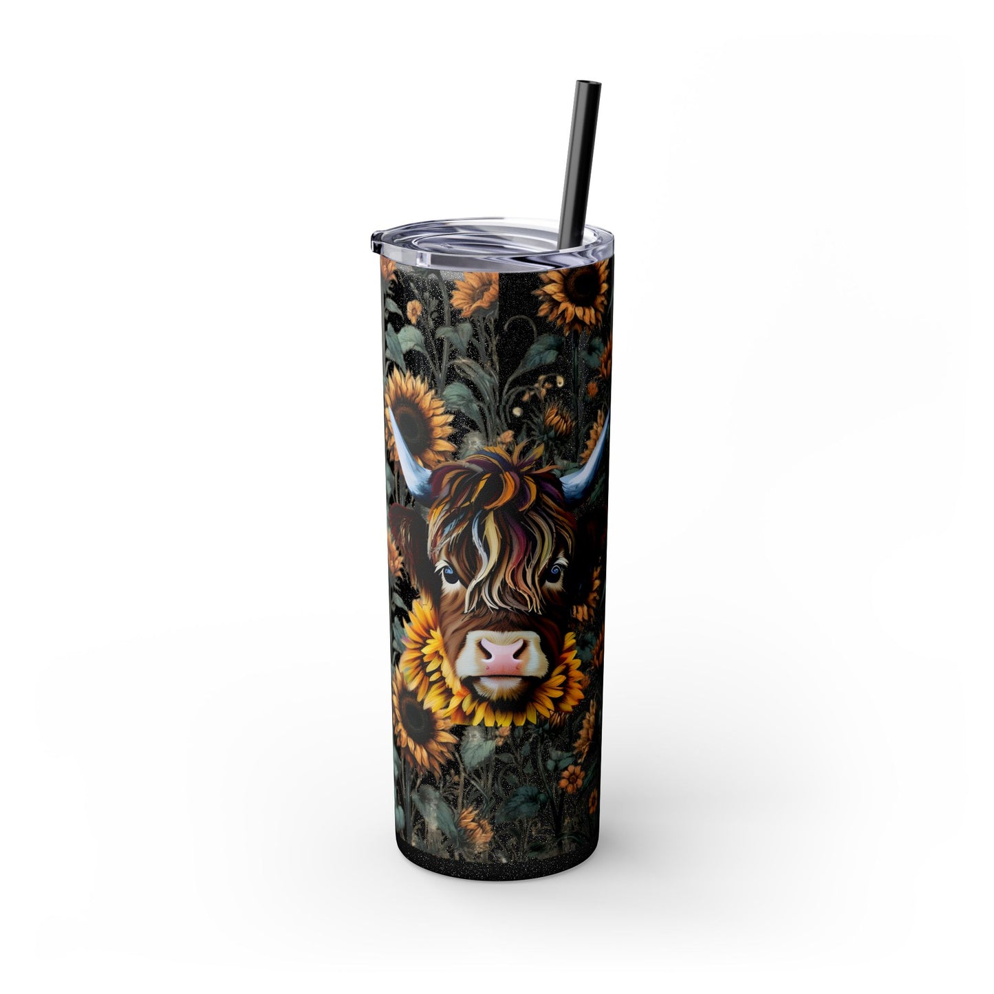 Tumbler Cup - Highland Cow and Sunflowers Design