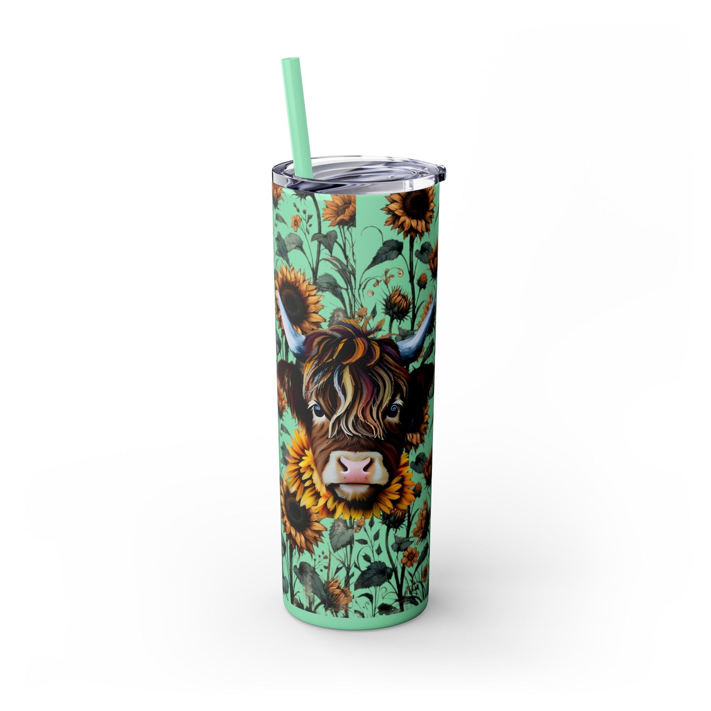 Tumbler Cup - Highland Cow and Sunflowers Design