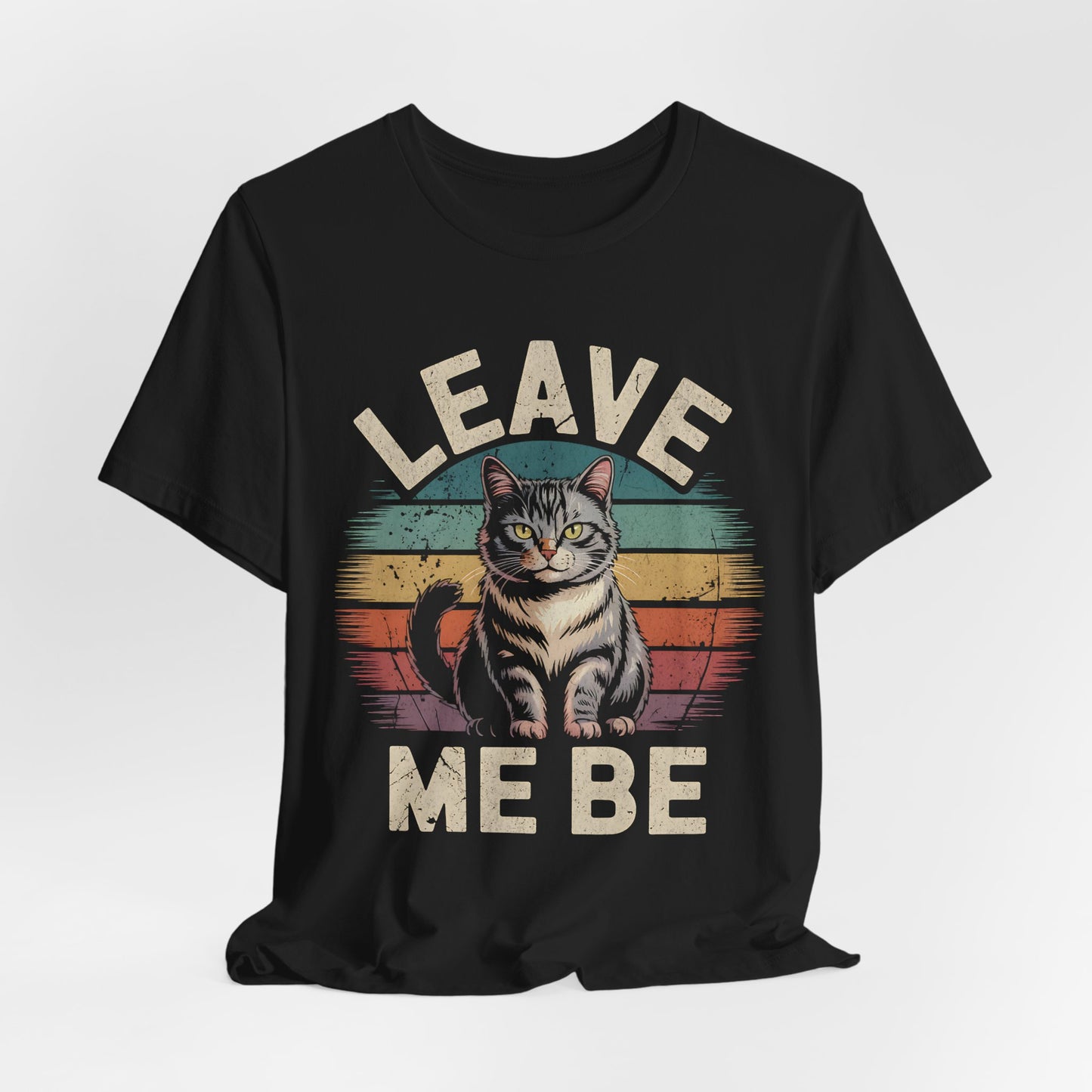 Vintage Sunset Cat T-Shirt, Leave Me Bro Graphic Tee, Funny Animal Lover Gift, Retro Kitty Top, Cool Short Sleeve Shirt