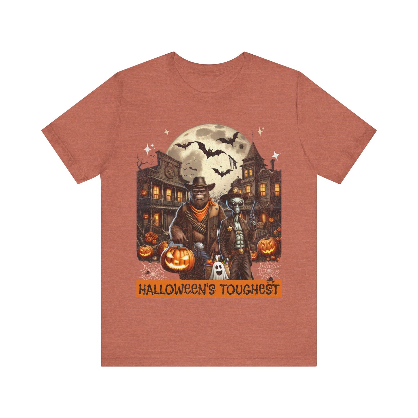 Halloween Tee with Bigfoot and Alien – 'Halloween's Toughest'