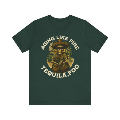 Aging Like Fine Tequila Unisex Tee, Casual T-Shirt, Funny Gift for Tequila Lovers, Party Wear, Birthday Celebration, Vintage Style