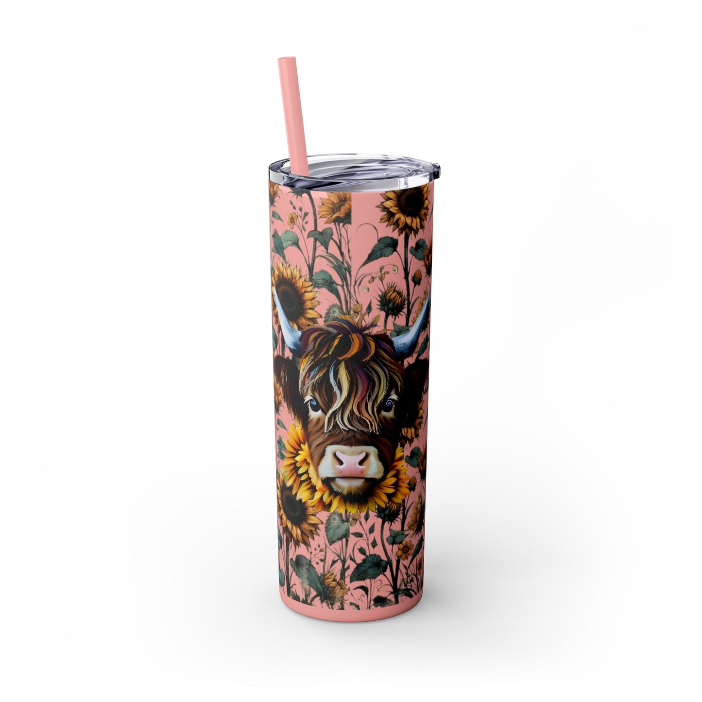 Tumbler Cup - Highland Cow and Sunflowers Design