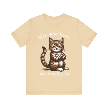 Smug Cat Bless Your Heart Shirt, Funny Graphic Tee, Sarcastic Cat Lover Gift, Short Sleeve T-Shirt, Cat Lady Apparel, Cat Mom Top