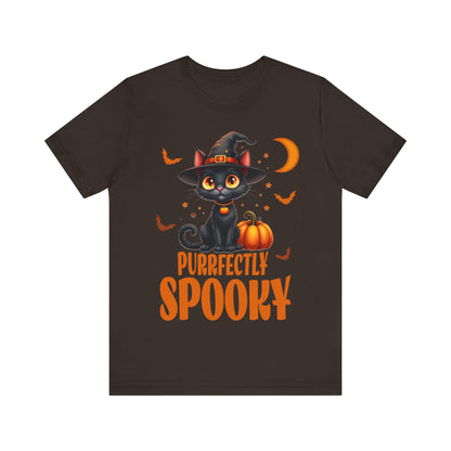 Cute halloween tee, Purrfectly spooky- Short Sleeve Tee