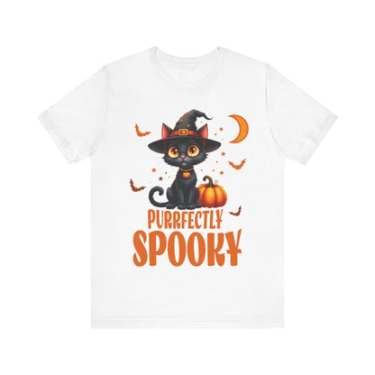 Cute halloween tee, Purrfectly spooky- Short Sleeve Tee