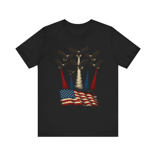 Patriotic Eagle Graphic Tee, Unisex Shirt, USA Flag Shirt, Perfect for Independence Day, Casual Wear, Gifts for Veterans