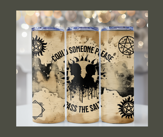 Please pass the salt Supernatural tumbler 20oz
