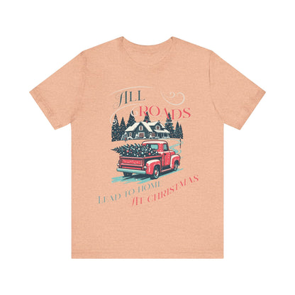 Retro Christmas Shirt, Christmas gift , Women's retro truck Chirstmas, Cute Vintage Santa Shirt, Classic Christmas Shirt, All roads lead - VICIOUSLY CRUNK MERCH