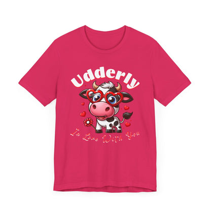 Udderly in love with you, cow shirt, cow valentine shirt, in love shirt, gift for her, gift for him, unisex tee, valentine shirt, funny shir - VICIOUSLY CRUNK MERCH