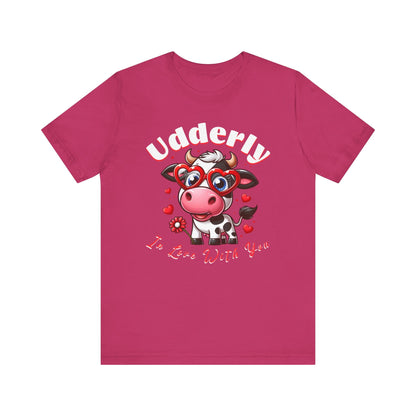 Udderly in love with you, cow shirt, cow valentine shirt, in love shirt, gift for her, gift for him, unisex tee, valentine shirt, funny shir - VICIOUSLY CRUNK MERCH